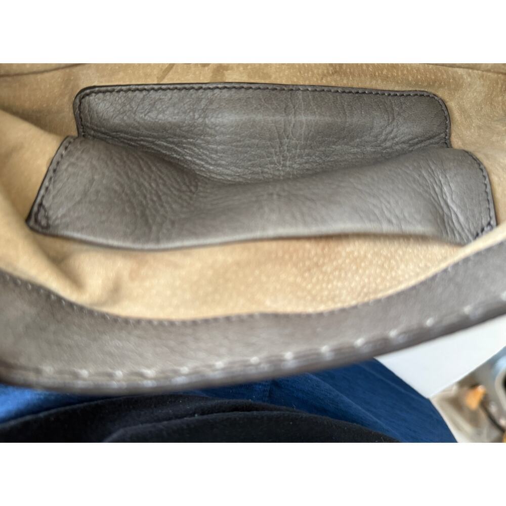 Vintage PRADA Handbag Womens Gray Deerskin Leather Cervo Flap Gold Accent COA - Picture 14 of 16